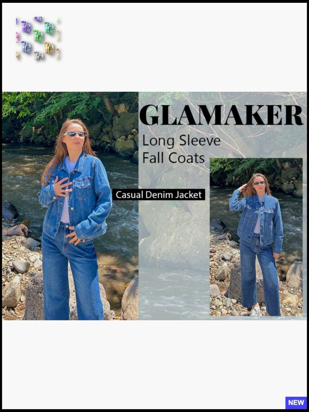 Classic Denim Jacket Long Sleeve Button Down Fitted Western Coat with Pockets - Picture 7 of 7